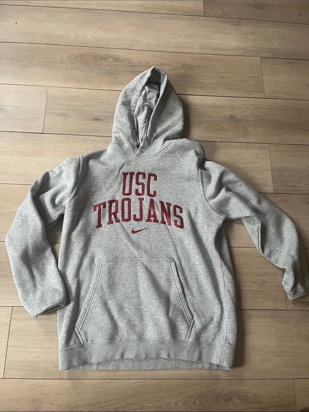 Nike Gray USC Trojans Crewneck Hoodie with Maroon Logo